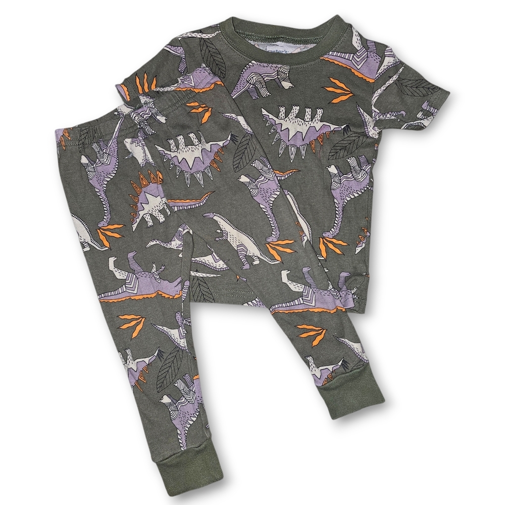 Carter's Dinosaur Print‎ Pajama Set - Green and Orange